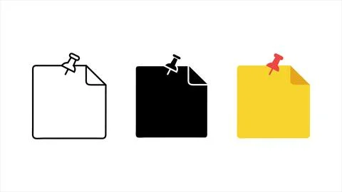 Pinned note icon set Stock Illustration