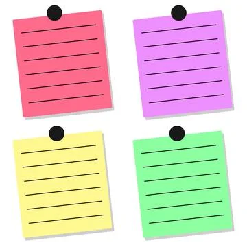 Pinned note paper set vector illustration isolated on white background Stock Illustration