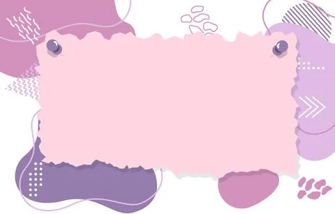 Pinned Paper Note on Abstract Pink Purple Cute Memphis Background Stock Illustration