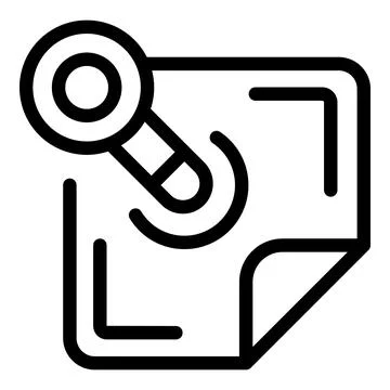 Pinned paper note with pushpin icon outline vector. Reminder board thumbtack Illustrazione stock