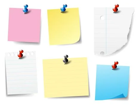Pinned Paper Notes Stock Illustration