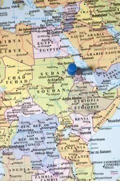 Pinned sudan on the map Stock Photos