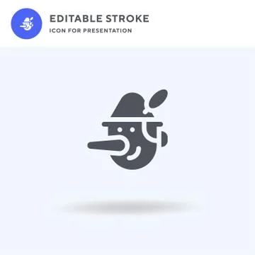 Pinocchio icon vector, filled flat sign, solid pictogram isolated on white, logo Stock Illustration