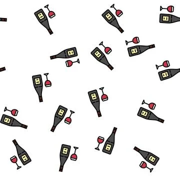 Pinot noir red wine vector seamless pattern Stock Illustration