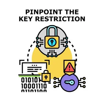 Pinpointing key digital data access restriction concept Stock Illustration