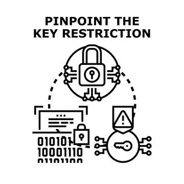Pinpointing key digital data access restriction concept Stock Illustration