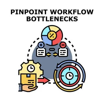 Pinpointing workflow bottlenecks analysis and optimization process Illustrazione stock
