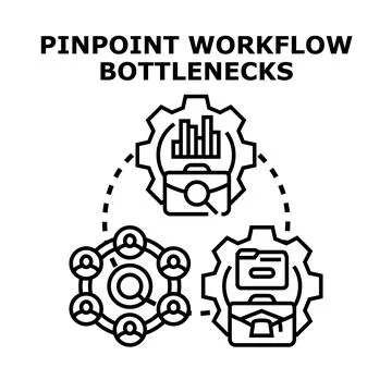 Pinpointing workflow bottlenecks and optimizing business processes Stock Illustration