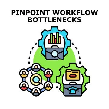 Pinpointing workflow bottlenecks and optimizing business processes Stock Illustration
