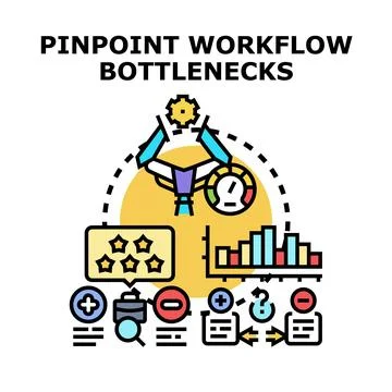 Pinpointing workflow bottlenecks and process optimization analysis Stock Illustration