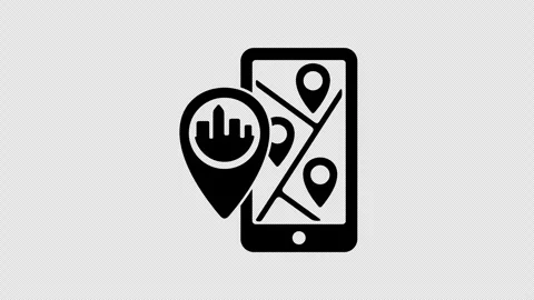 Pinpoints and map on smartphone, geolocation, location, pointer Stock Footage 288093932