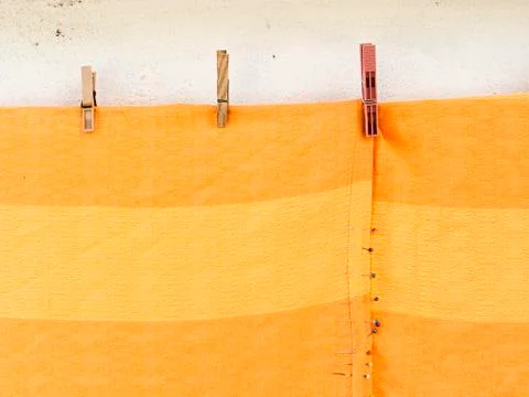 Pins on the background fabric Foto stock