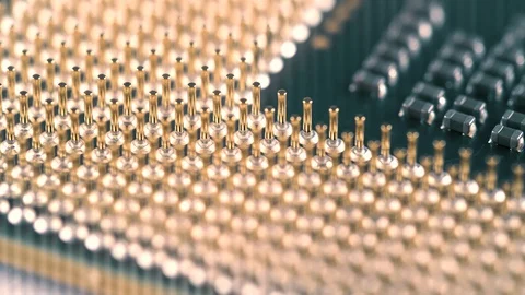 Pins of computer CPU or central processor unit Stock Footage 96033232