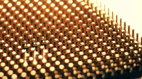 Pins of a CPU or central processor unit, macro dolly shot Stock Footage 105801436