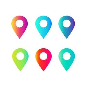 Pins in different gradient colors. Stock Illustration