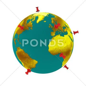 Pins on earth Stock Illustration