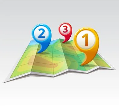 Pins on the map Stock Illustration