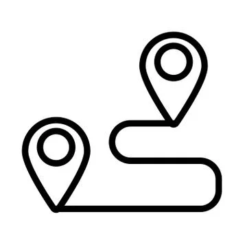 Pins pointers location distance line style icon Stock Illustration