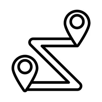 Pins pointers location distance line style icon Stock Illustration