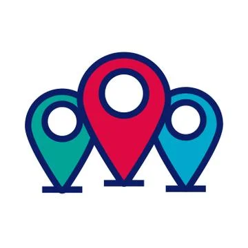 Pins pointers location line and fill style icon Stock Illustration