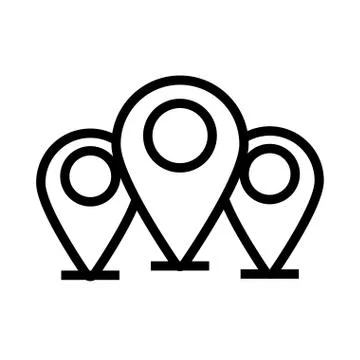 Pins pointers location line style icon Stock Illustration