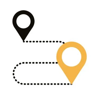 Pins pointers in the route location line style Stock Illustration