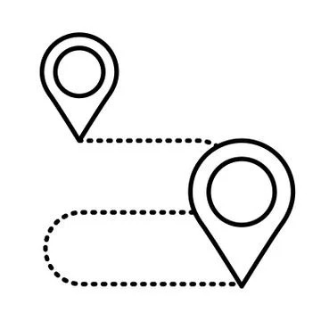 Pins pointers in the route location line style Stock Illustration