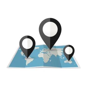 Pins position on the map Stock Illustration