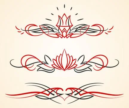 Pinstriping flourish vector ornaments set Illustrazione stock