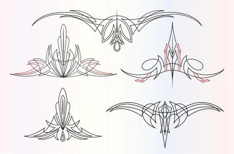 Pinstriping ornaments set Stock Illustration
