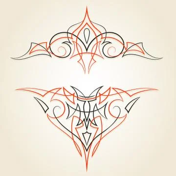 Pinstriping ornaments, vector set Stock Illustration