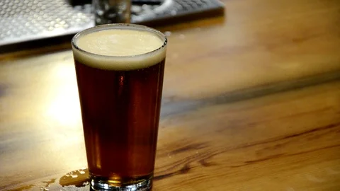 Pint of Beer at Micro Brewery Tap Room Video stock 93663063