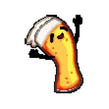 Pint beer mug character pixel art vector illustration Stock Illustration