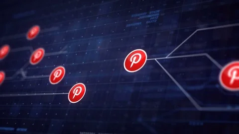 Pinterest Icon Line Connection of Circuit Board Loop Animation 4K. Editoria.. Stock Footage 70597327
