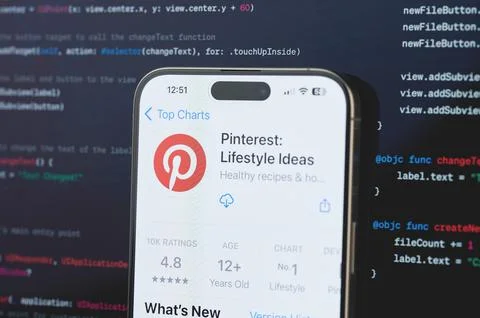 Pinterest on iphone screen Stock Photos
