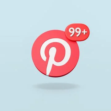 Pinterest Logo with 99 Notification on Blue Background Stock Illustration