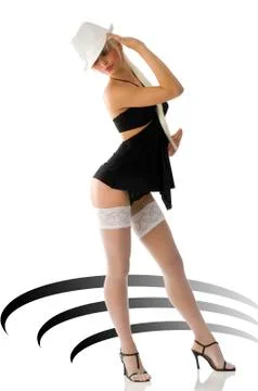 Pinup with fedora Stock Photos