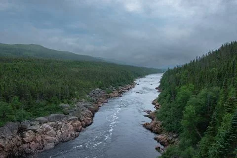 Pinware River flows in the Mists of Labrador 写真素材