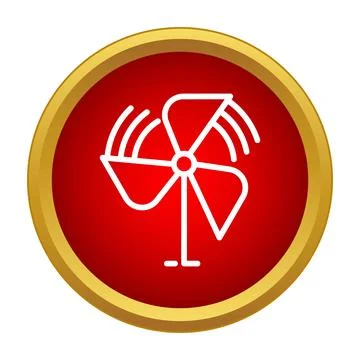 Pinwheel generating wind power in red button icon Stock Illustration