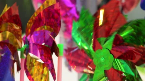 Pinwheel rotating colored spinning plastic with blowing wind. 스톡 동영상 134258089