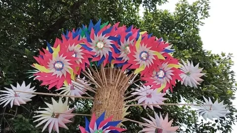 Pinwheel rotating with the wind, India.  Stock Footage 252999421