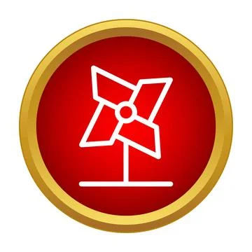 Pinwheel simple icon on red button design Stock Illustration