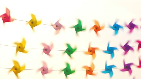 Pinwheel slow motion rotate from windy on white background 库存影片 236405869