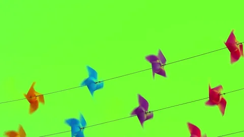 Pinwheel slow motion rotate from windy on green screen background Vídeo Stock 236407322