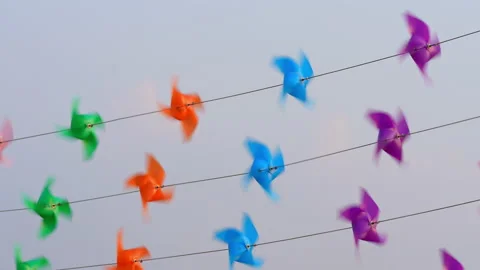 Pinwheel slow motion rotate from windy on sky background 库存影片 236407797