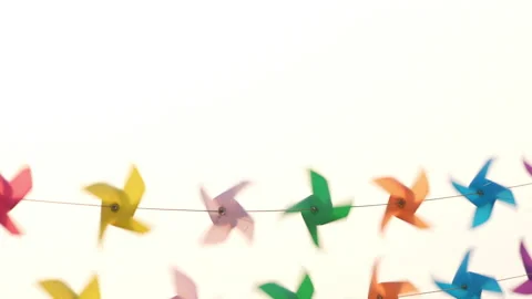 Pinwheel slow motion rotate from windy on white background Stock-Footage 236410067