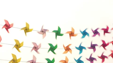 Pinwheel slow motion rotate from windy on white background Stock-Footage 236410103