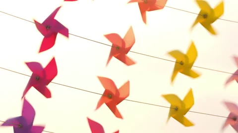 Pinwheel slow motion rotate from windy on sky background Vídeo Stock 236412897