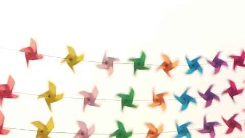 Pinwheel slow motion rotate from windy on sky background Vídeo Stock 236413269