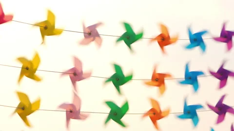 Pinwheel slow motion rotate from windy on sky background Vídeo Stock 236413321